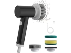 Cepillo de limpieza eléctrico recargable con 2 velocidades y 3 cabezales para cocina (negro) Gertiz