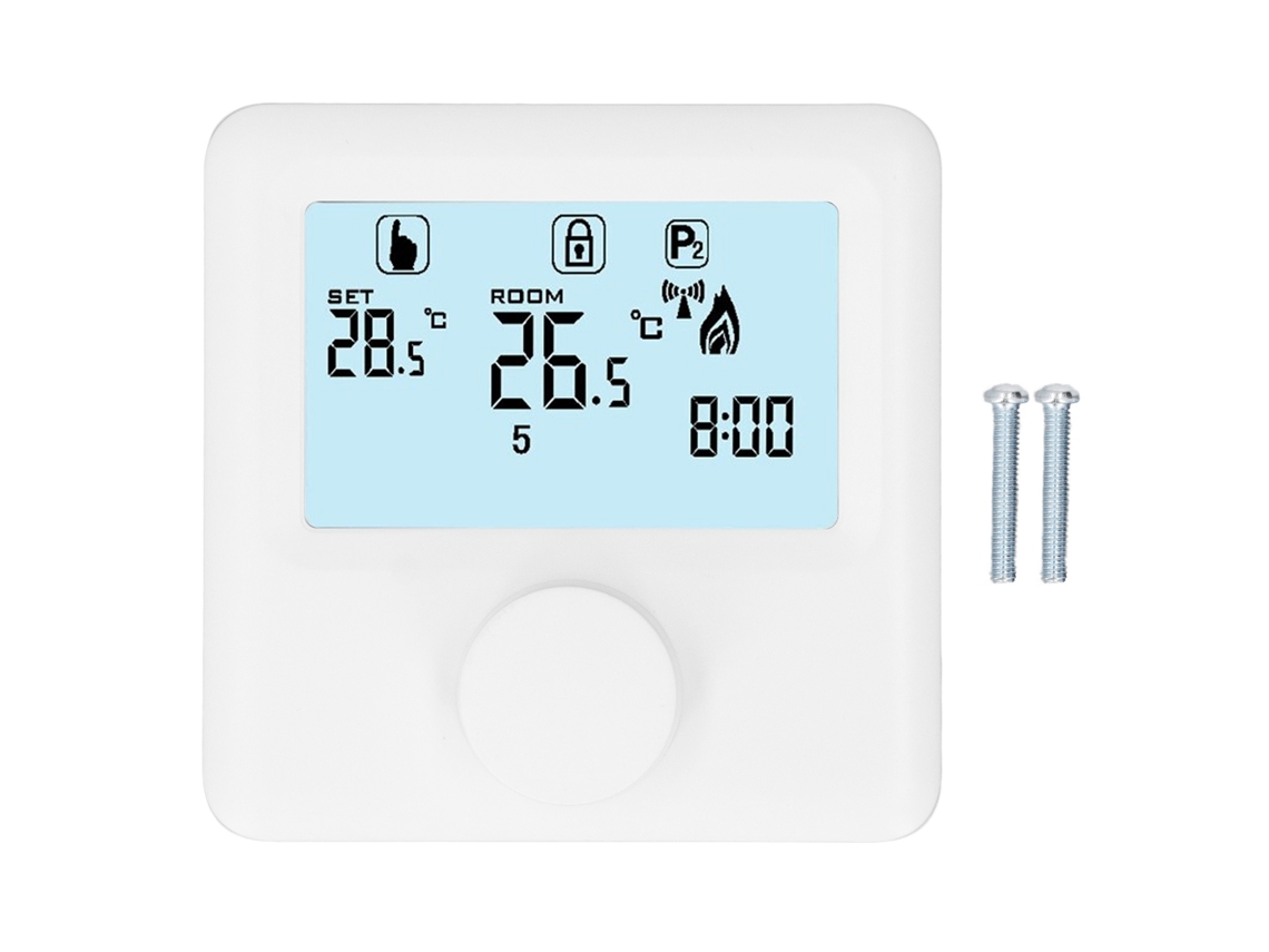 Controlador de temperatura digital con pantalla LCD, termostato programable para caldera, blanco, 30-230 VCC