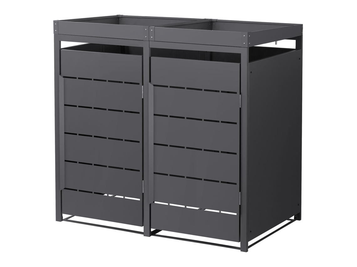 Cobertizo Ml-design De Acero Para 2 Cubos De Basura 240l Antracita 132x80x124cm, Macetero