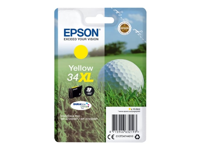 Cartucho de tinta original EPSON 34XL, Bola de golf 10,8 ml , Amarillo, XL, C13T34744020, T3474