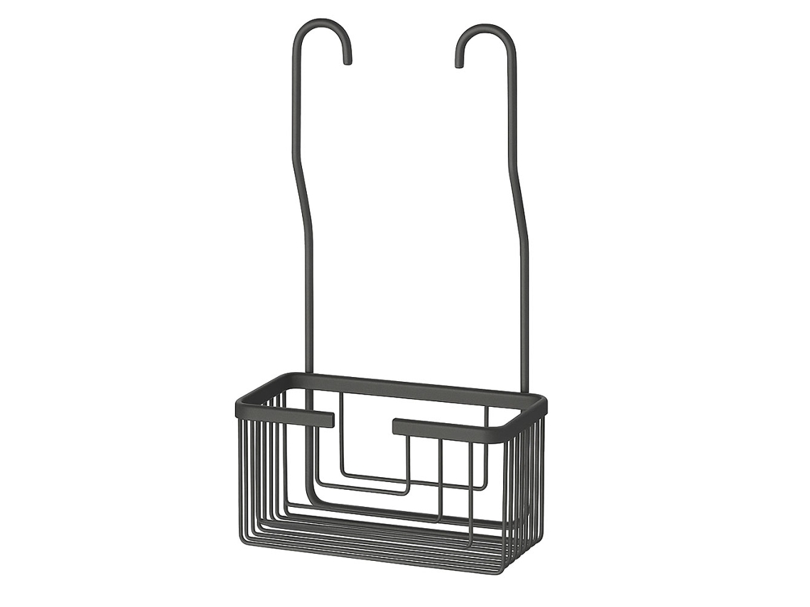 Porta gel rectangular Llun con ganchos, acabado grafito mate/antracita, fabricado en acero inoxidable Kibath
