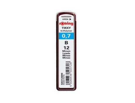 Minas Rotring Grafite 0,7 Mm B Estojo de 12 Minas