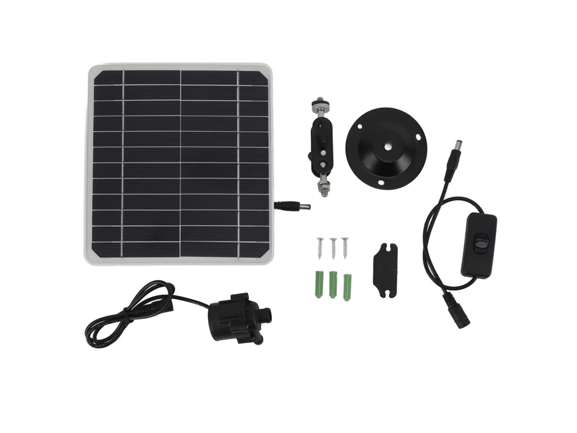 Bomba de agua solar de 50 W con kit de panel solar. Funcionamiento 24 horas. Bomba de fuente solar con interruptor de ajuste para bebederos de pájaros y peceras.