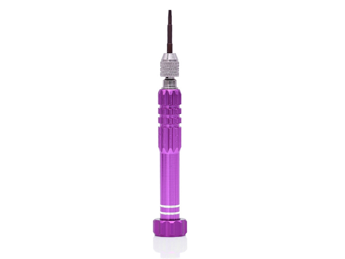 Conjunto de 5 Chaves de Fenda Alumínio para Reparos de Celulares e Pequenos Eletrodomésticos Roxo