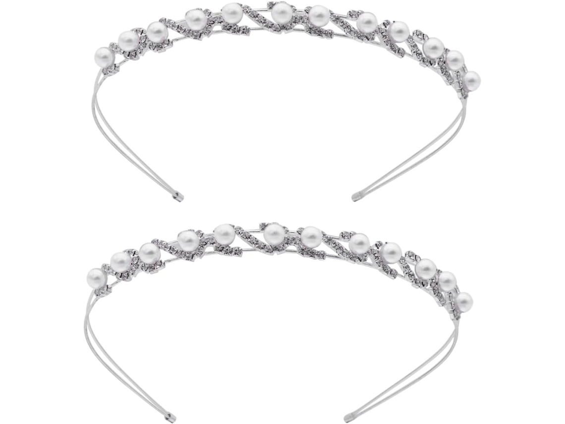 Conjunto De Dos Diademas Dobles Con Pedrería - Elegante Accesorio De Novia