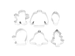 Juego de 6 moldes para galletas de acero inoxidable para cocina y hogar. Moldes para pasteles y cortadores de galletas navideñas.