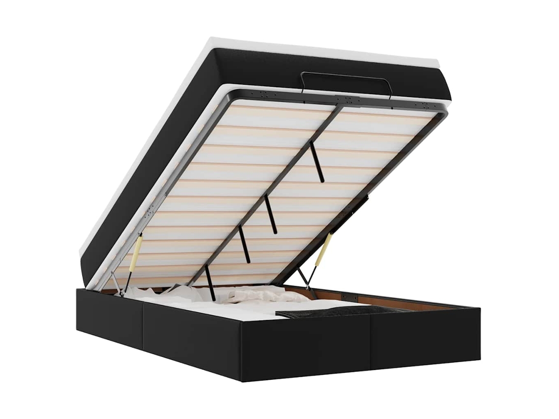 Maison Exclusive - Estructura Cama Otomana Colchón Cuero Sintético Negro 120x190cm