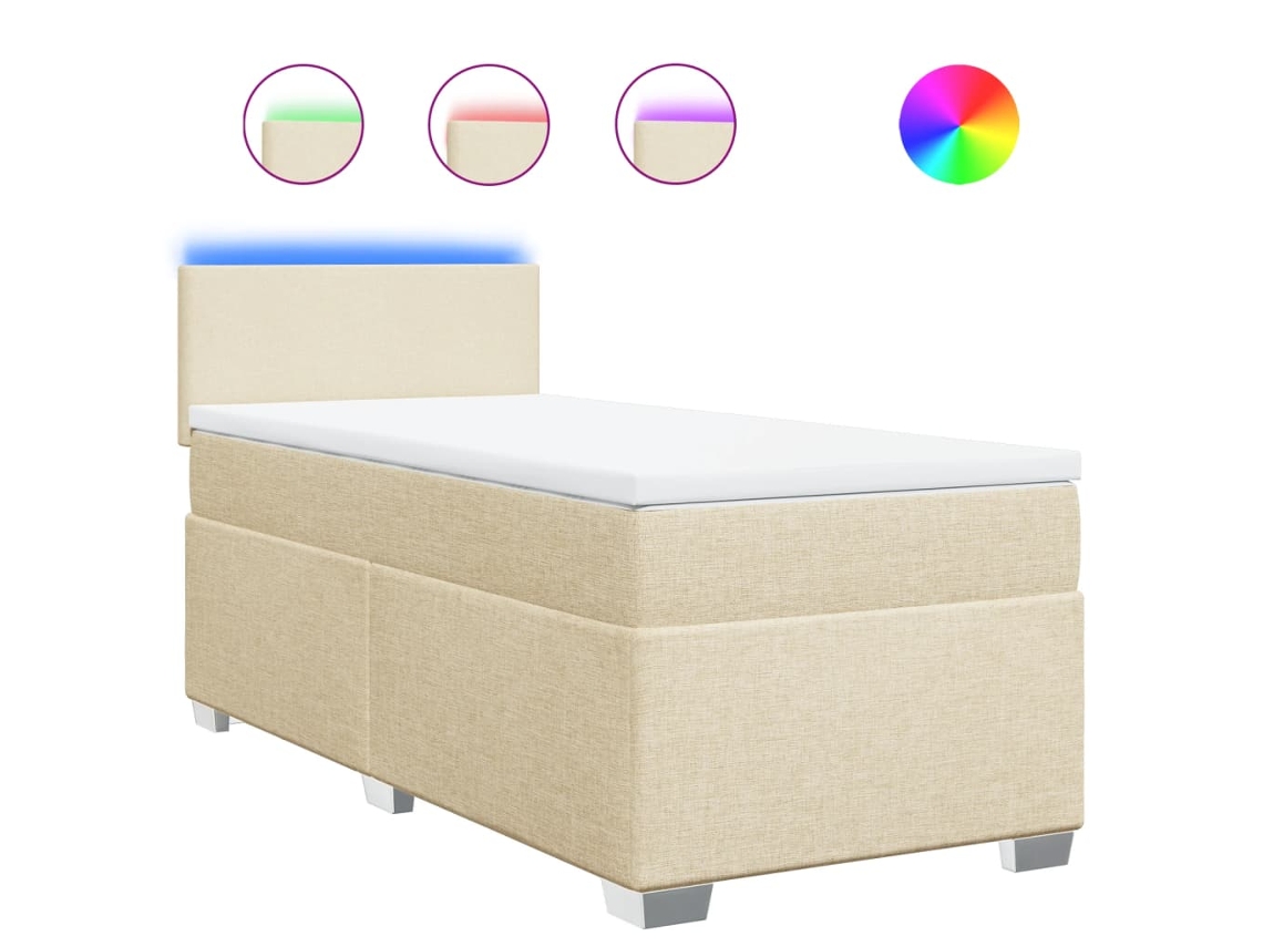 Maison Exclusive - Cama Box Spring Con Colchón Tela Color Crema 90x200 Cm