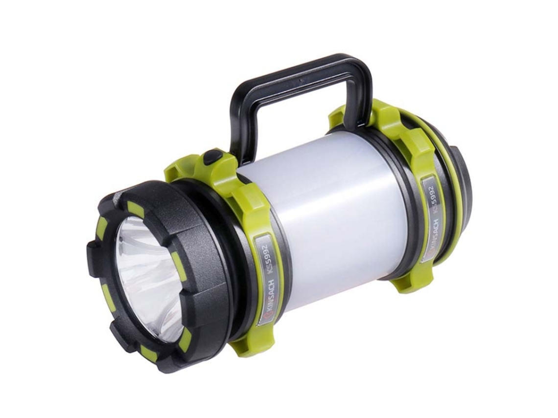 Linterna LED portátil, multifuncional, recargable, para exteriores, para camping (verde).
