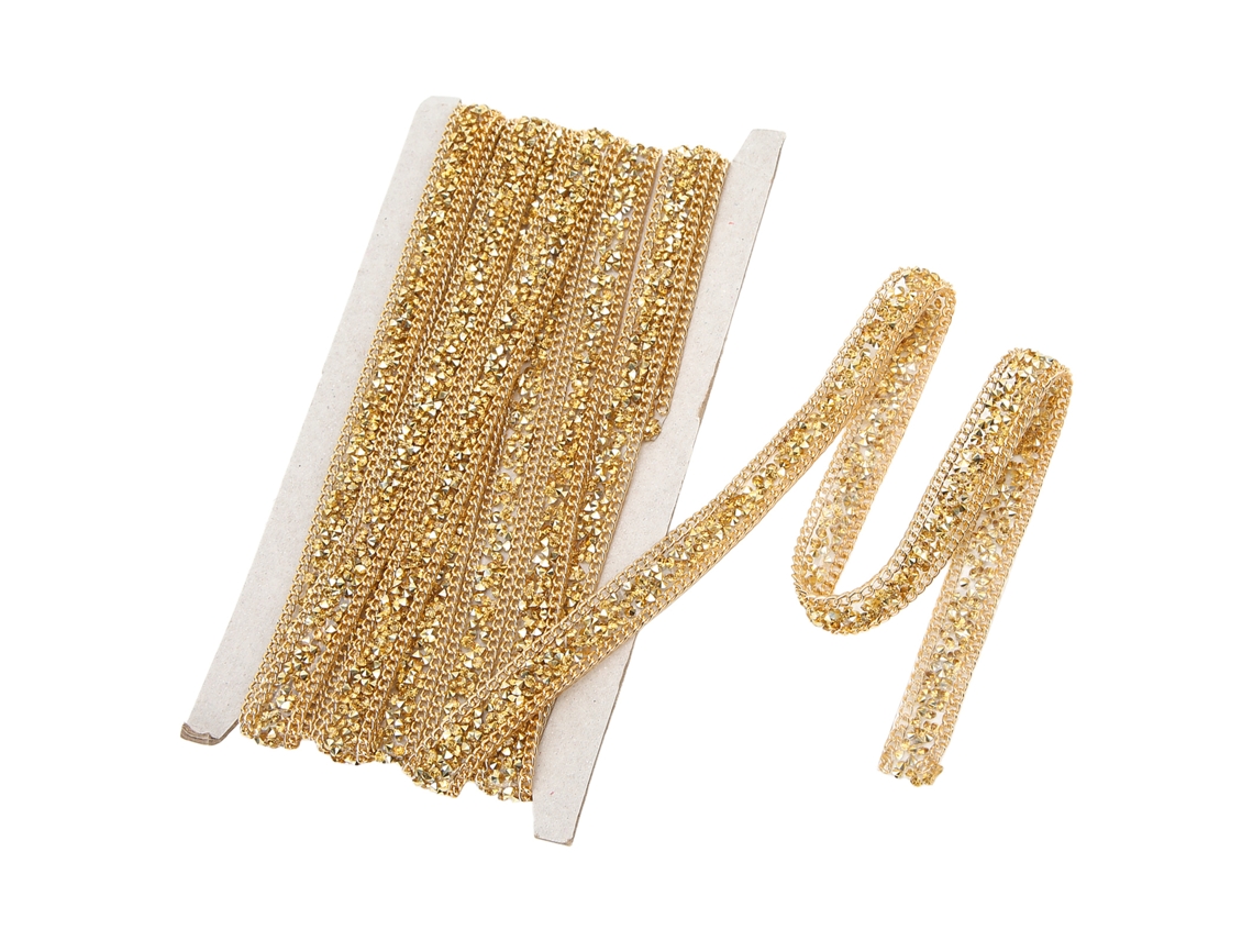 Cinta Autoadhesiva Dorada Con Diamantes De Imitación De 1,5 Cm De Ancho, 4,5 Metros, Para Manualidades Y Decoración De Bodas.