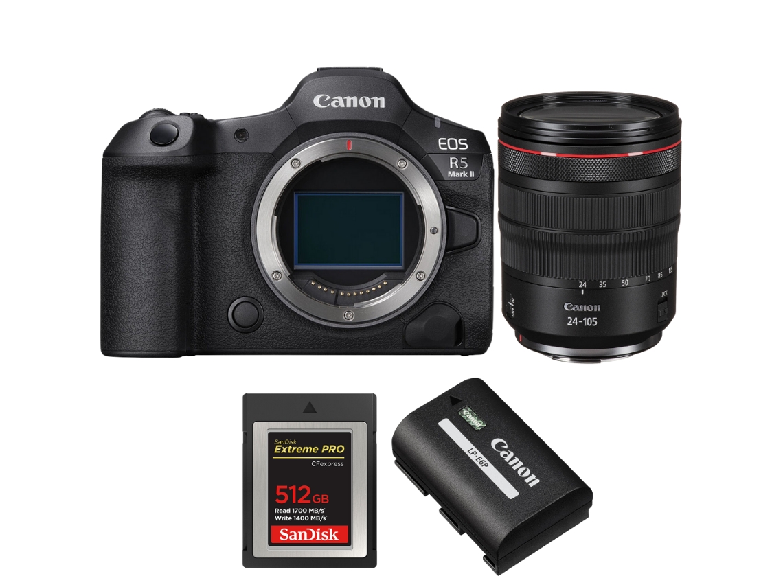 Canon Eos R5 Mark Ii + Rf 24-105mm F/4 L Is Usm + 1 Sandisk 512gb Extreme Pro Cfexpress Type B + 1 Canon Lp-e6p + Ebook Pricedirect