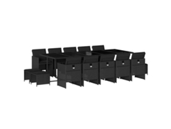 Maison Exclusive - Set Comedor De Jardín Con Cojines 15 Pzas Ratán Sintético Negro