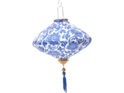 Farol decorativo de seda azul de estilo asiático para fiestas y decoración del hogar.