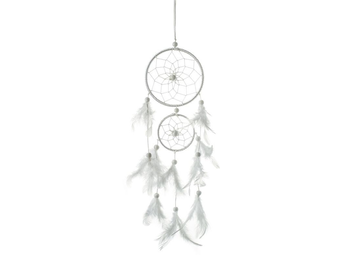 Paisaje Onírico Indio Con Plumas Naturales Y Perlas Colgando En La Decoración De Pared