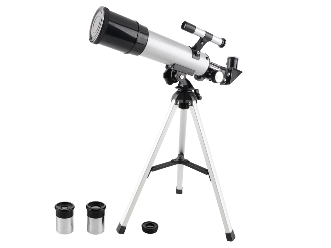 Telescopio astronómico para niños y principiantes con aumento de 90x. Telescopio refractor astronómico con buscador, dos oculares y trípode.