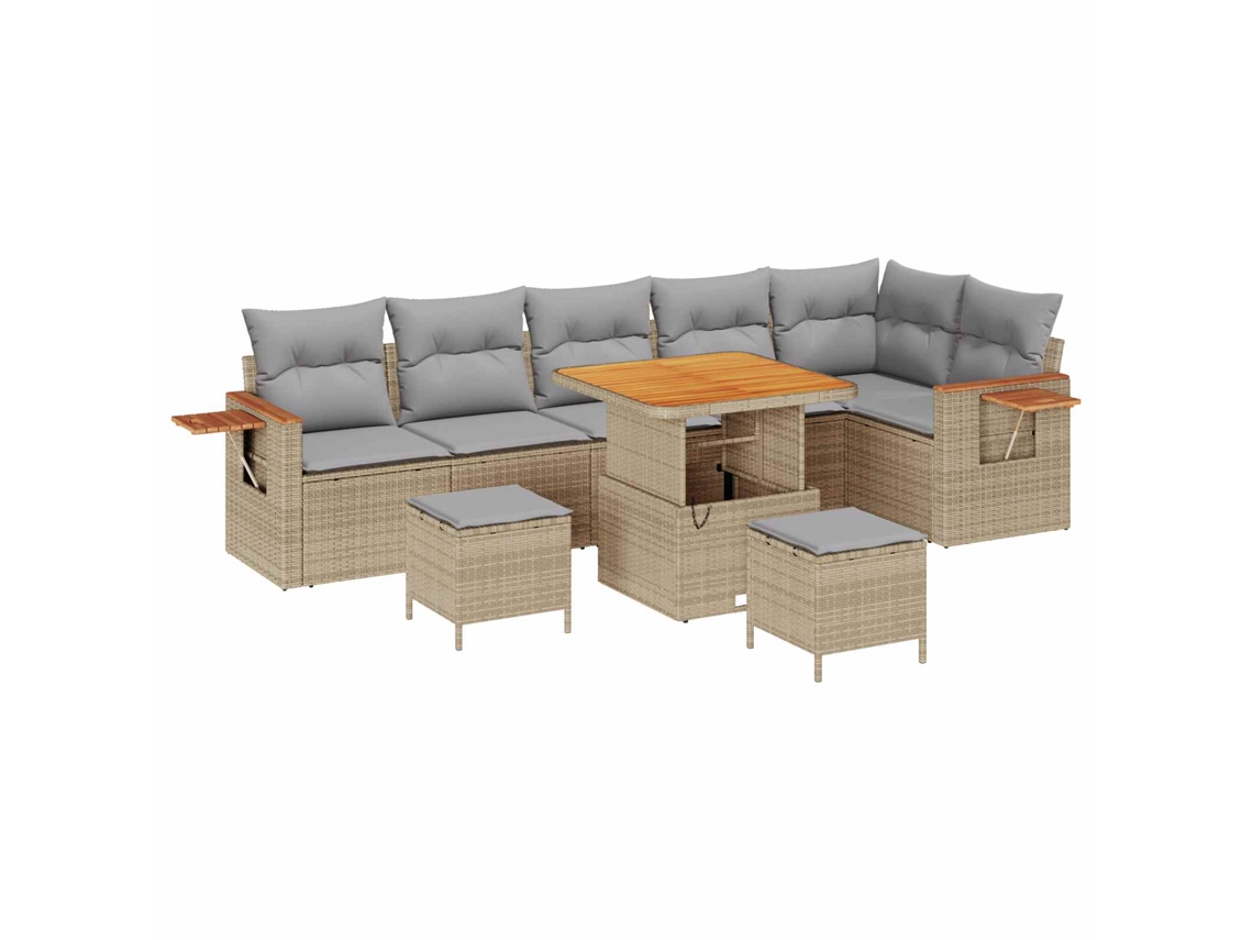 Maison Exclusive - Conjunto De Sofás De Jardín 9 Pcs Beige Ratán Sintético