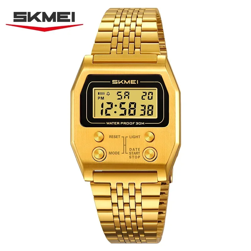 Reloj De Pulsera Electrónico Led Retro Deportivo De Lujo Para Hombre (dorado) Resistente Al Agua