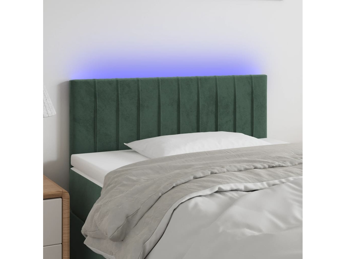 Cabecero Con Led De Terciopelo Verde Oscuro 90x5x78/88 Cm