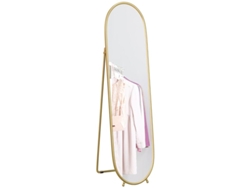 Espejo de suelo ovalado de 40 x 160 cm con marco y soporte de metal dorado, ideal para entrada, dormitorio o armario - BGA Store