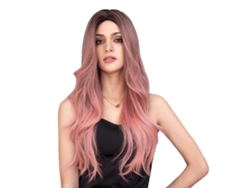 Perucas femininas longas onduladas com ombré rosa para cosplay e eventos especiais em 2026.