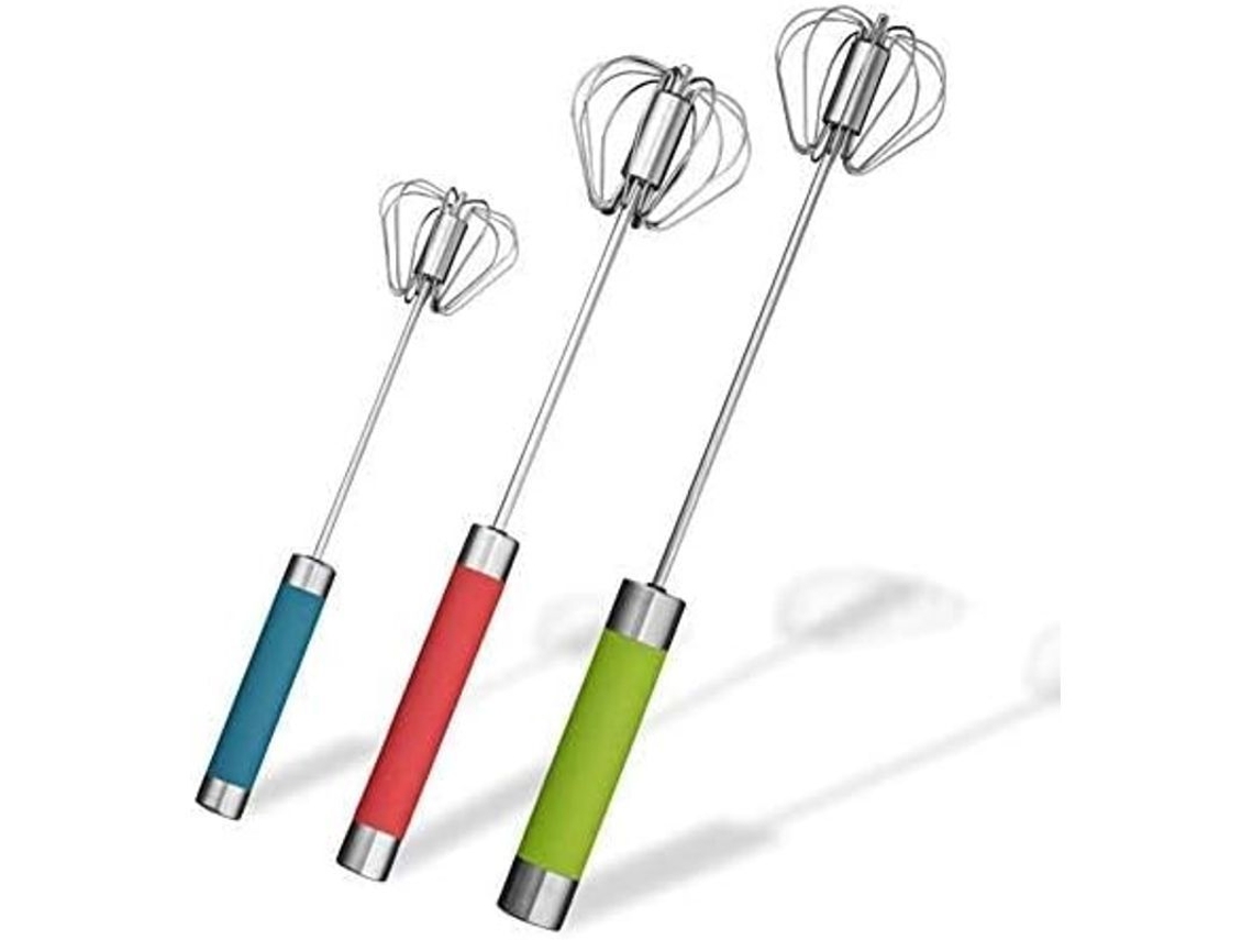 Batidor De Huevos Semiautomático De Acero Inoxidable 3 Piezas De Empuje Manual Rotativo