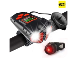 Luz Recargable Usb Para Bicicleta Con Timbre, 800 Lúmenes, Resistente Al Agua, Luz Delantera Y Trasera.