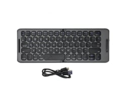 Teclado Bluetooth dobrável de 65 teclas com interface Type-C, compatível com vários dispositivos sem fio para PCs e tablets.