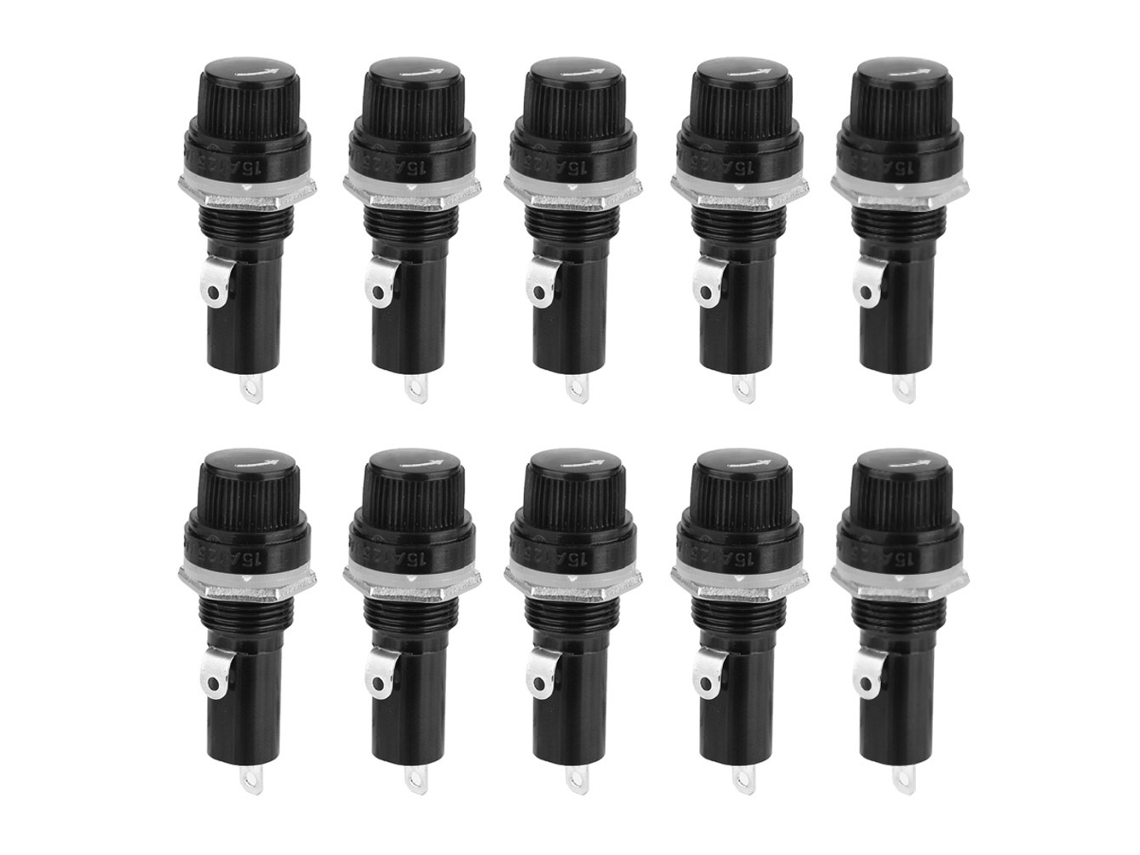 Yncm2026-10pcs Porta Fusibles De Tubo Plano 6*30 Montaje En Panel Tapa De Tornillo 10a