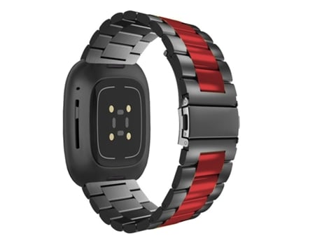 Correa Acero para Fitbit by Google Versa 2 Negro y Rojo