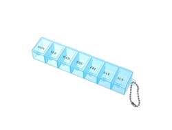 Pastillero portátil Tommy01 para 7 días con compartimentos a prueba de humedad, azul