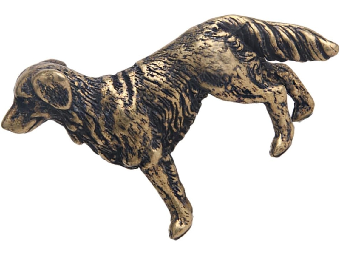 Estatua Perro Cobre Ligera Portátil Decoración Hogar Adorno Elegante Oficina Escultura Decorativa Hecha Mano