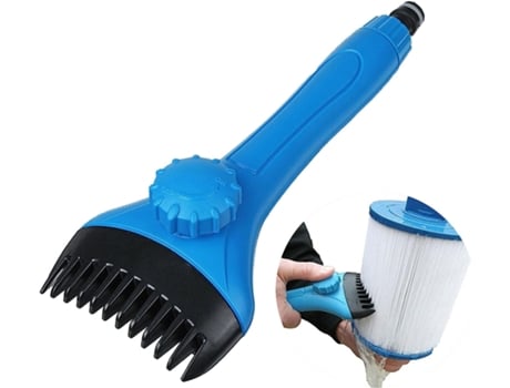 DAMAI Ferramenta de limpeza da piscina Escova de limpeza removível do filtro da piscina Pode ser conectado ao tubo de água do jardim (azul 1 peça)