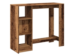 Maison Exclusive - Mesa Bar Con Estante Madera Envejecida 124x46x103,5 Cm