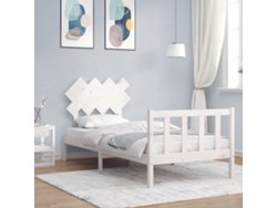 Cama Individual | Estructura De Cama Con Cabecero Madera Maciza Blanco