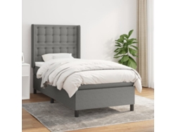 Cama Box Spring Con Colchón Tela Gris Oscuro 90x200 Cm