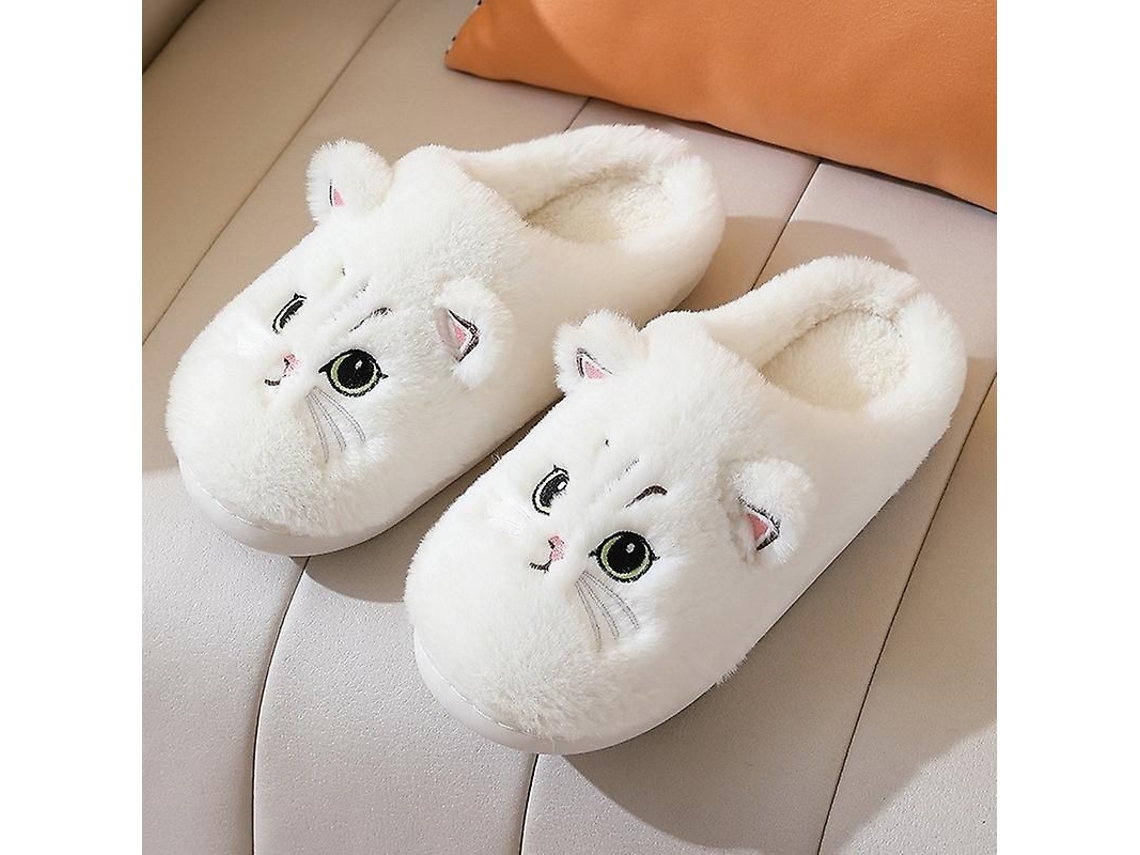 2026-pantuflas De Gato Cariñosas Fluffy Para Mujer Y Hombre Invierno Plush Suelas Planas De Pvc Interiores Heflashor