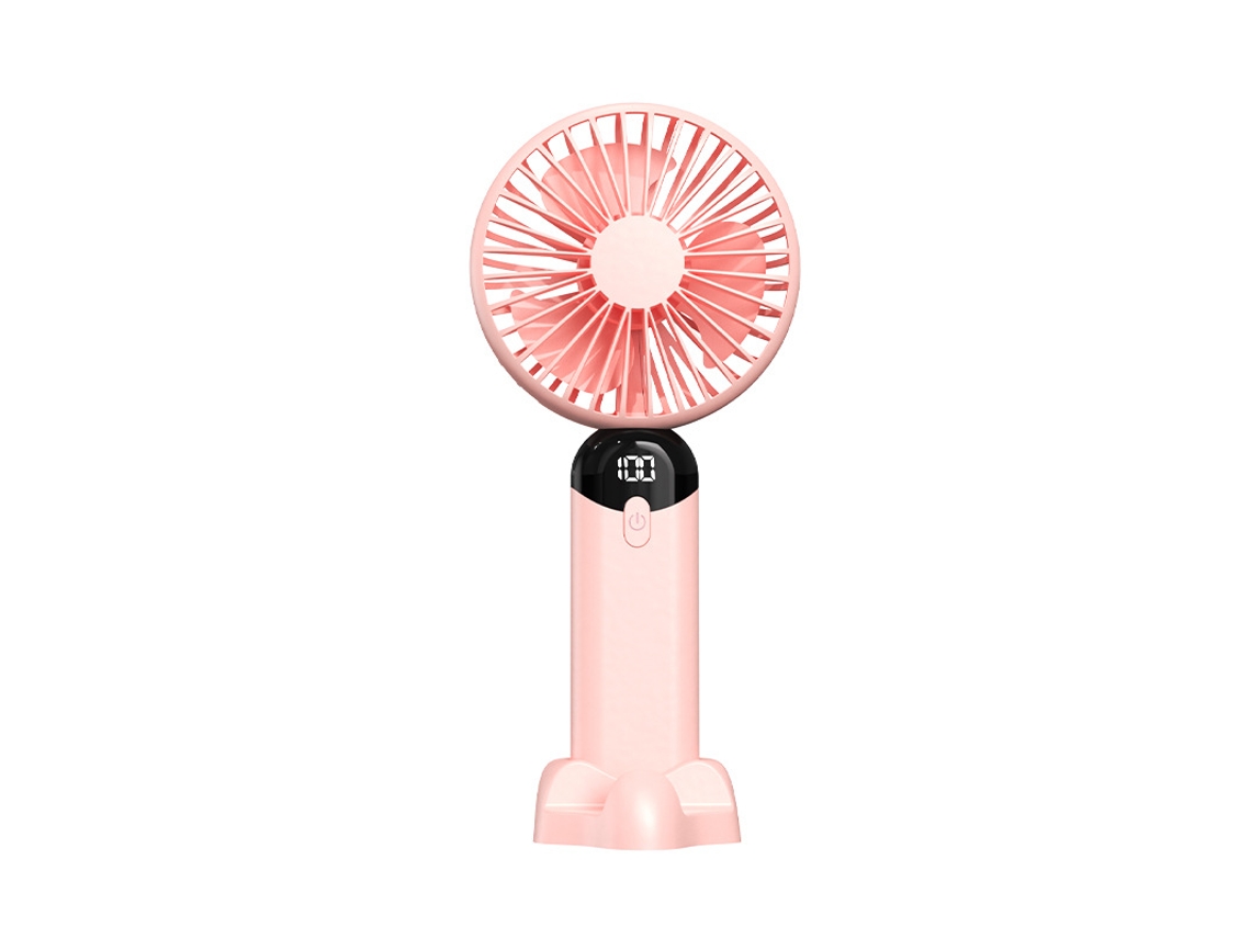 Ventilador portátil Digitallab de 6 velocidades, recargable, pantalla de potencia, batería de larga duración (rosa)