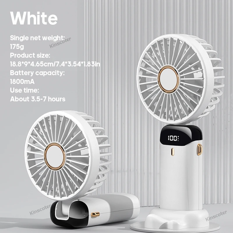 Mini Ventilador Portátil Usb (blanco), Plegable, Con 5 Velocidades Y Soporte Para Teléfono.