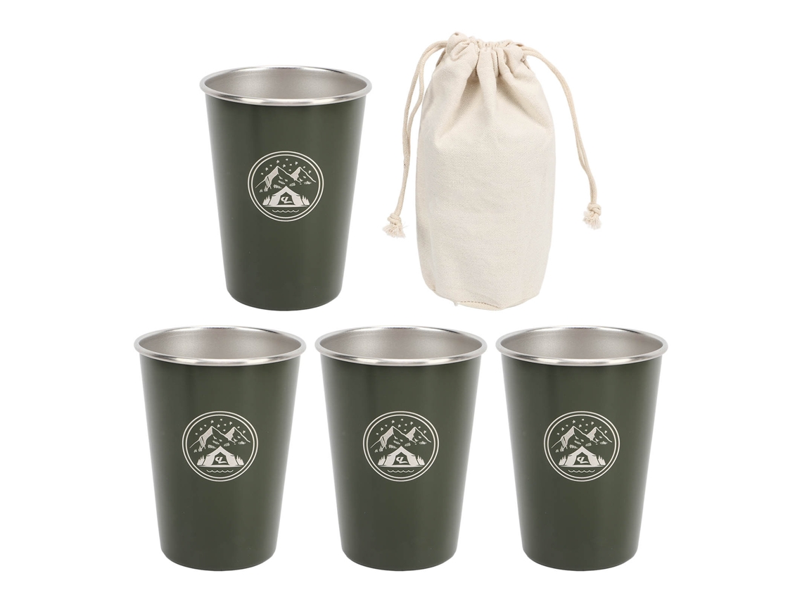 4 Vasos De Acero Inoxidable 304, 350 Ml, Para Cerveza, Camping, Café, Con Bolsa De Almacenamiento.