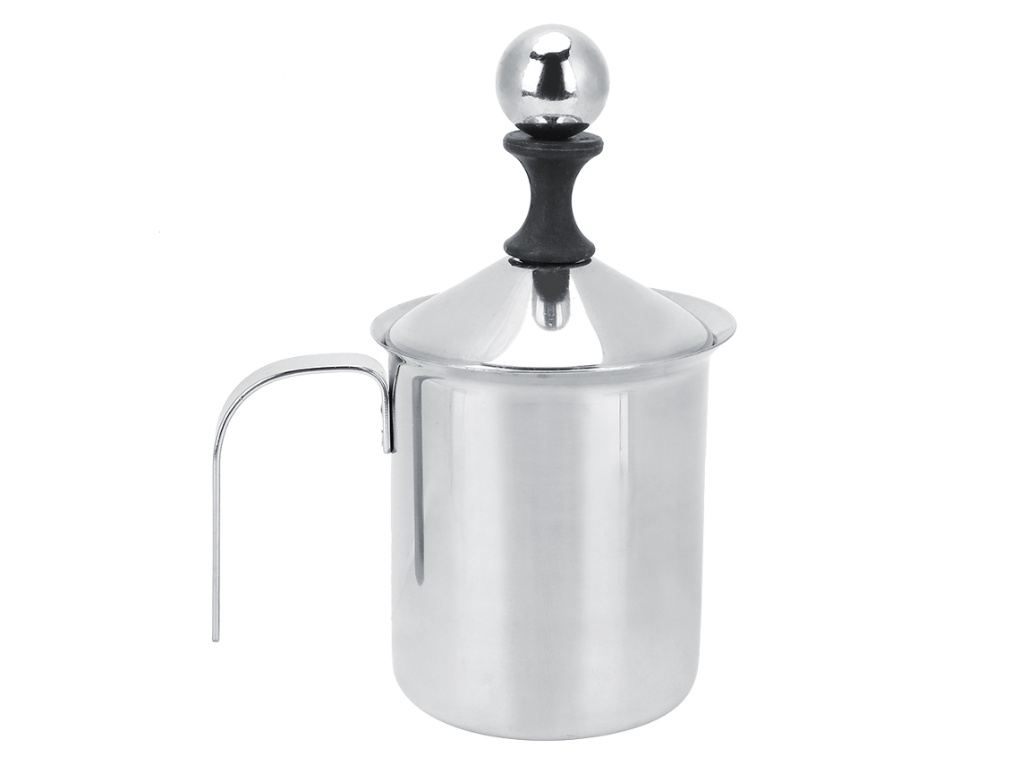 Espumador De Leche De Acero Inoxidable De 400 Ml Con Doble Malla Para Un Café Latte Cremoso.