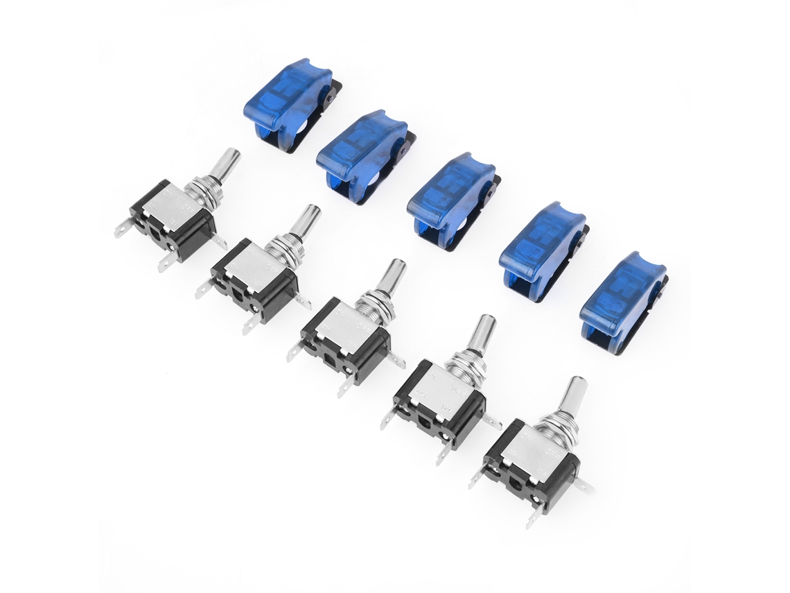 Yncm2026-5 Piezas Conjunto Interruptor De Palanca Led 20a 12v Con Tapa Para Coche Barco Azul