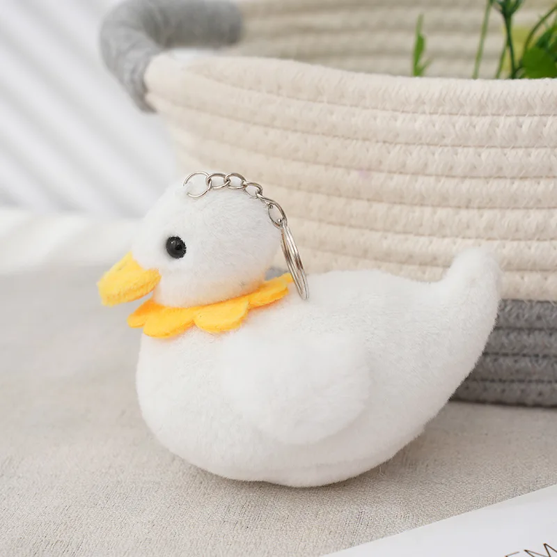 Llavero De Peluche De Patito De Goma De Dibujos Animados (blanco) Para Bolso Cruzado.