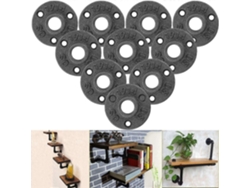 Omni-10 Piezas Brida De Piso 1/2" De Hierro Fundido Negro Con Rosca, 3 Agujeros Para Muebles, Decoración Diy E Industrial