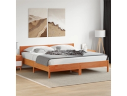Cama Sin Colchón Madera Maciza De Pino Marrón Cera 180x200 Cm