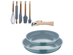 Sartenes con accesorios Ø22Ø26cm Aluminio prensado Click&Cook Bergner (3 piezas) con 5 Utensilios