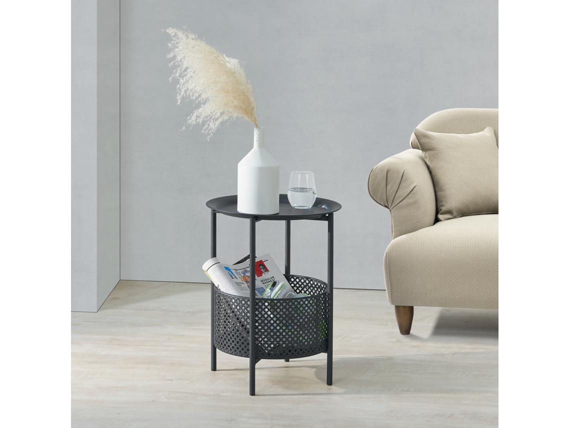 Mesa Lateral [EN.CASA] Kruibeke  (Negro - Metal - 45 x 35 cm)