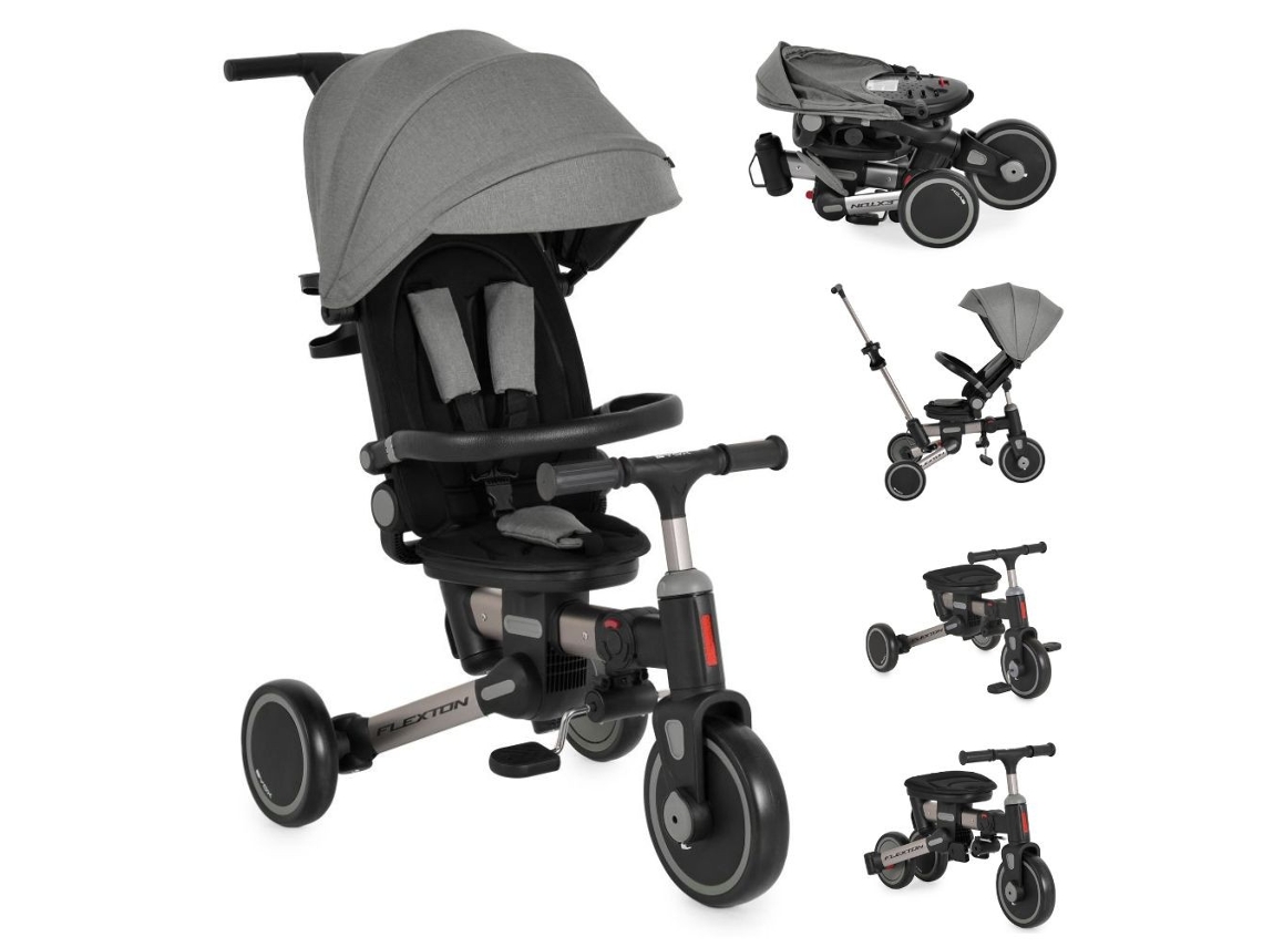 Triciclo Evolutivo Byox Flexton 6 En 1 Con Asiento Giratorio Y Control Parental - Grey