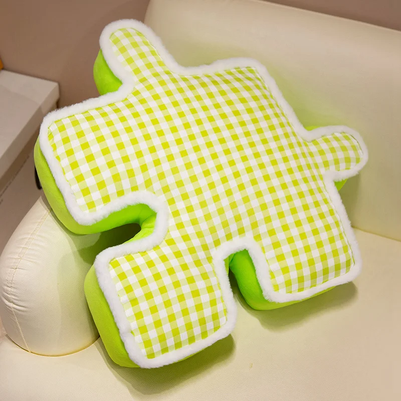 Cojín Decorativo Con Diseño De Cuadrícula De Rompecabezas Para Adultos (verde, 54 Cm)