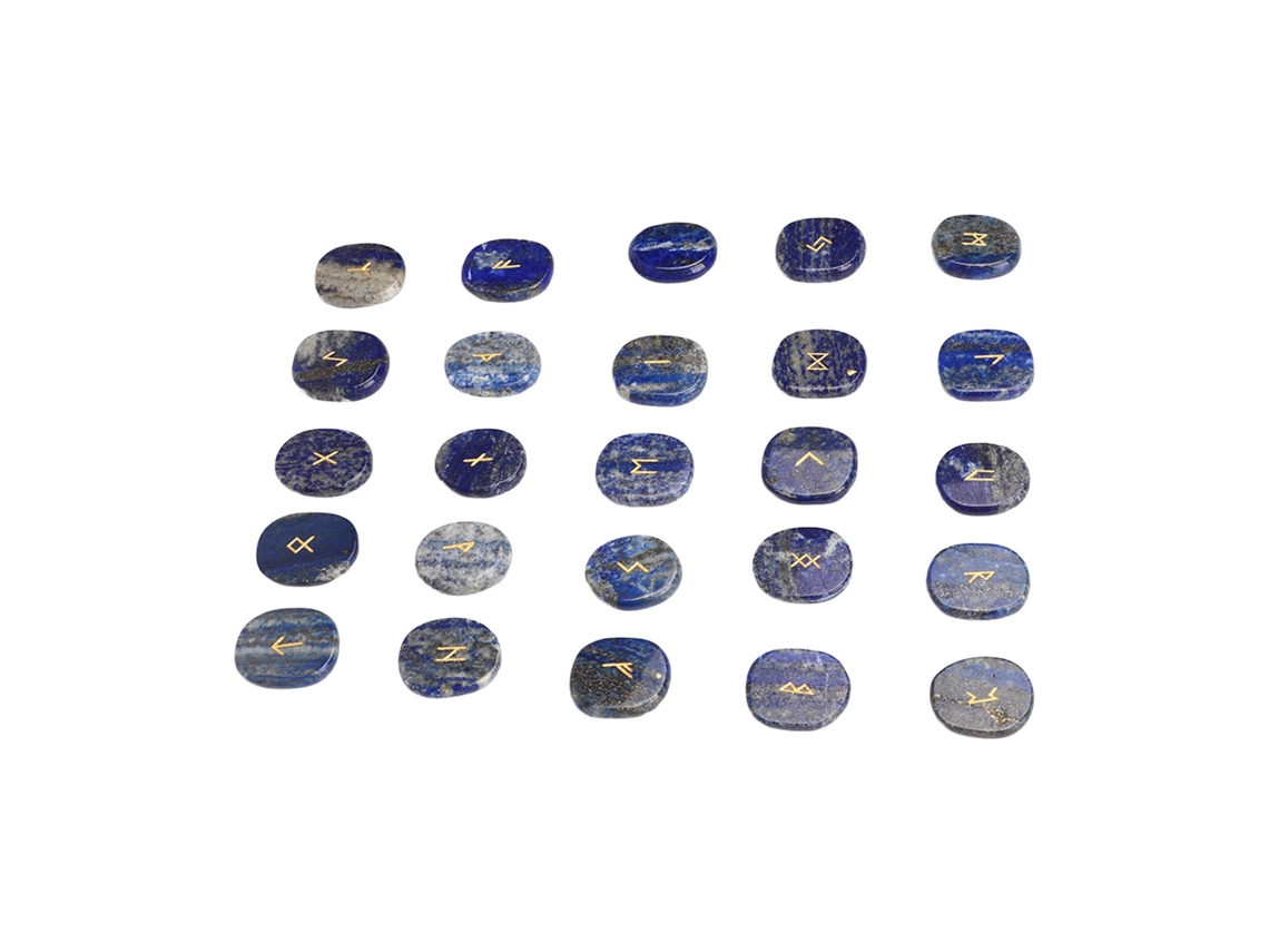 Juego De 25 Piedras Rúnicas Naturales Para Meditación Y Adivinación Con Grabado En Oro.