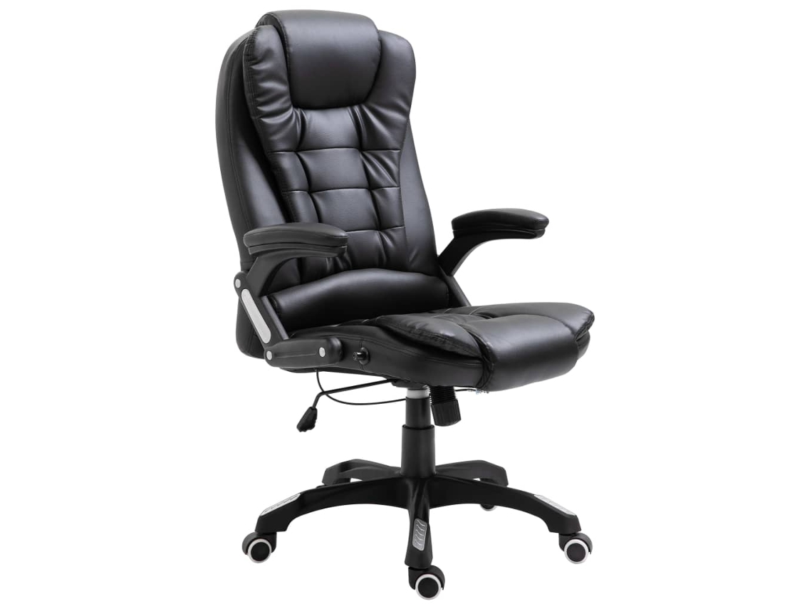 Silla de oficina ajustable en altura de cuero artificial negro M36201
